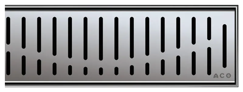 Quartz Linear Shower Drain, Flange Body, Stainless Steel, Wave, 28"