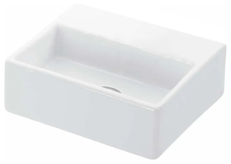Quattro Ceramic Wall Mounted Countertop Bathroom Sink, No Faucet Hole
