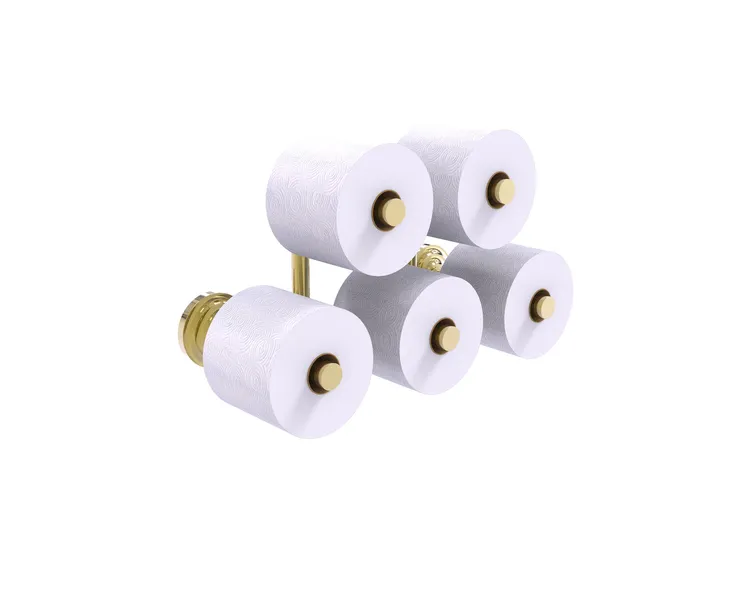 Que New 5 Roll Reserve Roll Toilet Paper Holder, Unlacquered Brass