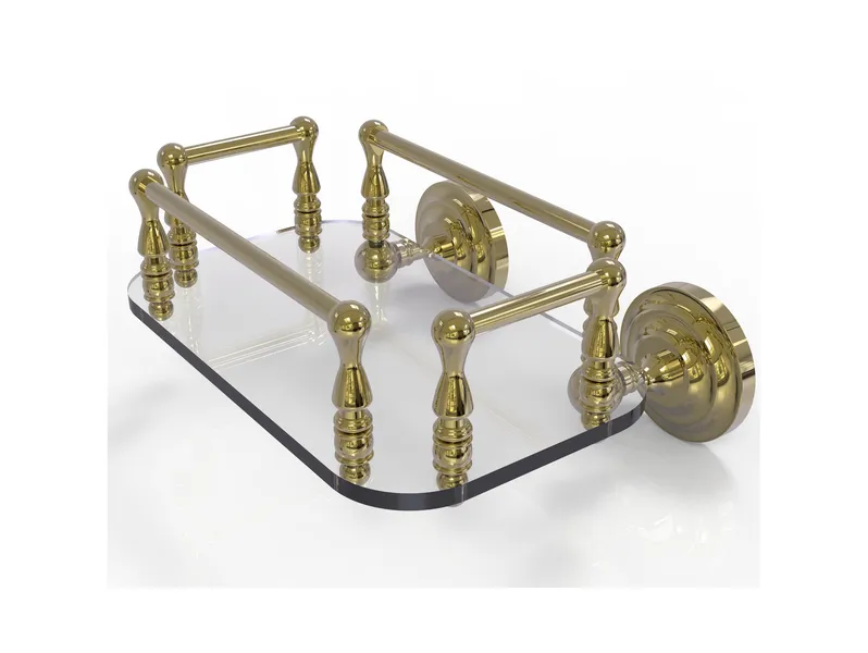 Que New Wall Mounted Glass Guest Towel Tray, Unlacquered Brass