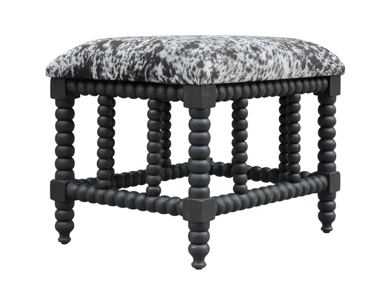 Rancho Faux Cow Hide Small Bench