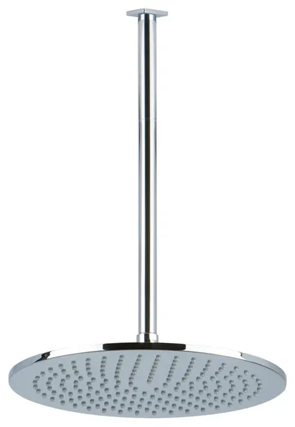 RandS 12" Shower Rainhead Ceiling Mount, 14" Arm, Chrome