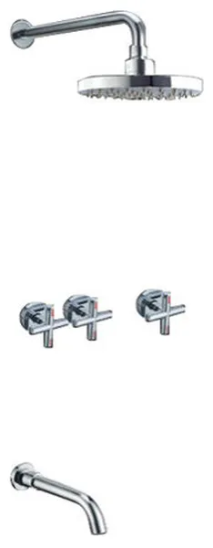 Ravenna Chrome Wall Mounted Shower Head and Faucet Spout Shower Set
