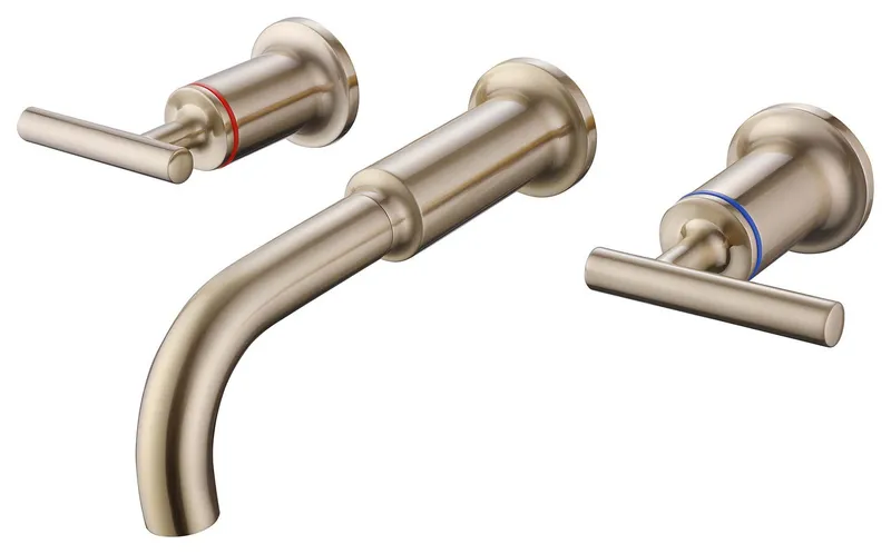 RBROHANT Adjustable Easy Install Wall Mounted Bathroom Faucet, Brush Gold