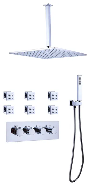RBROHANT Complete Shower System with Rough-in Valve, Chrome