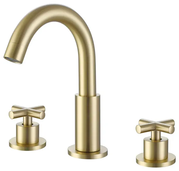 Rbrohant Cross Handle Widespread Bathroom Faucet with 360° Rotation Spout