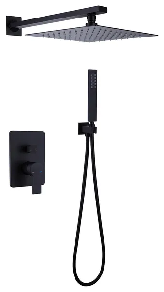Rbrohant Wall Mount Shower System With Rough-in Valve, Black