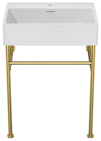 Rectangle Ceramic Console Bath Sink, Overflow, Gold, 24 Inch