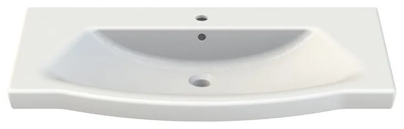 Rectangle White Ceramic Wall Mounted or Self Rimming Sink, One Hole