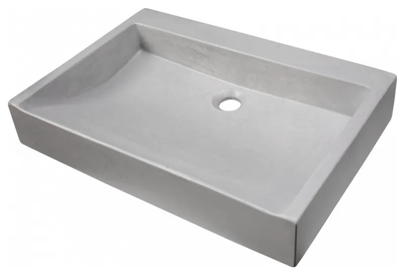 Rectangular Light Gray Sloped Concrete Vessel Sink for Bathroom, 22 X 15 Inch