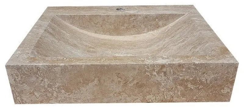 Rectangular Natural Stone Vessel Sink, Noce Travertine