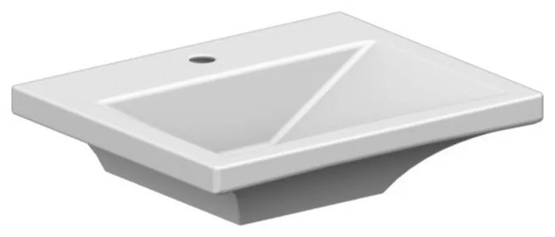 Rectangular White Ceramic Wall-Mounted or Vessel Sink, One Hole