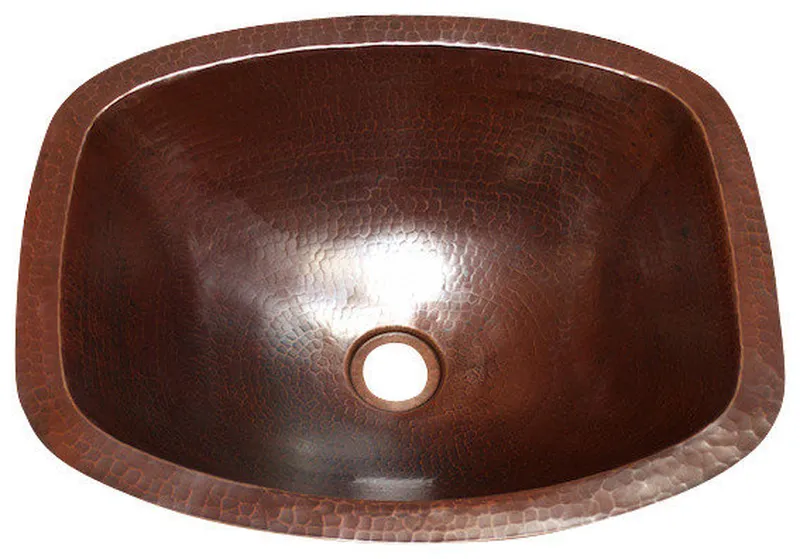 Rectangularl Bathroom Copper Sink  with Flat Sides and Flat Rim