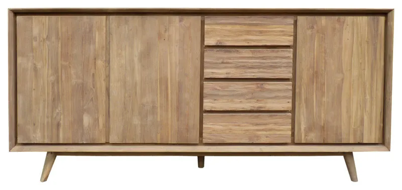 Recycled Teak Wood Gizos Bathroom Linen Cabinet With 3 Doors/4 Drawers