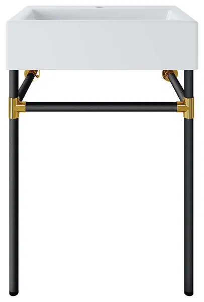 Redeem 24" Wall-Mount Black Stainless Steel Bathroom Vanity, Black White