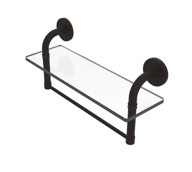 Remi Collection 16"Glass Vanity Shelf With Integrated Towel Bar