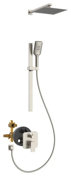 Resort 10-in Rain Showerhead System and Pressure Balanced Mixing Valve 1.8 GPM, Brushed Nickel