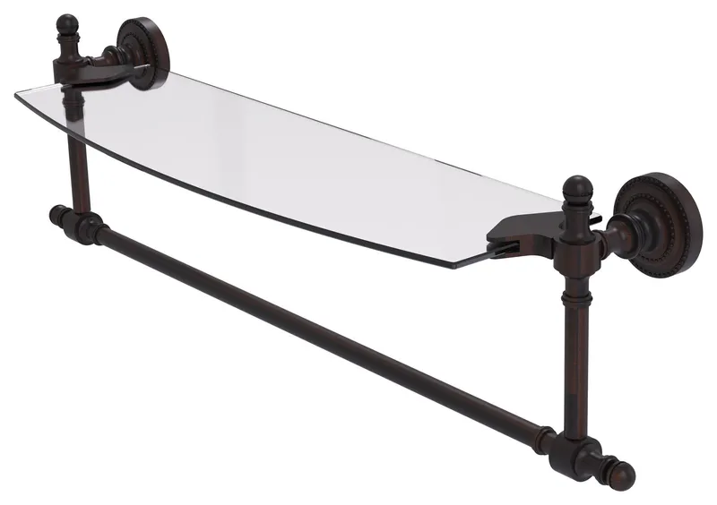 Retro Dot 18" Glass Vanity Shelf with Towel Bar, Venetian Bronze