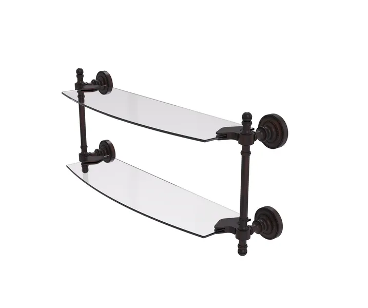 Retro Dot 18" Two Tiered Glass Shelf, Venetian Bronze