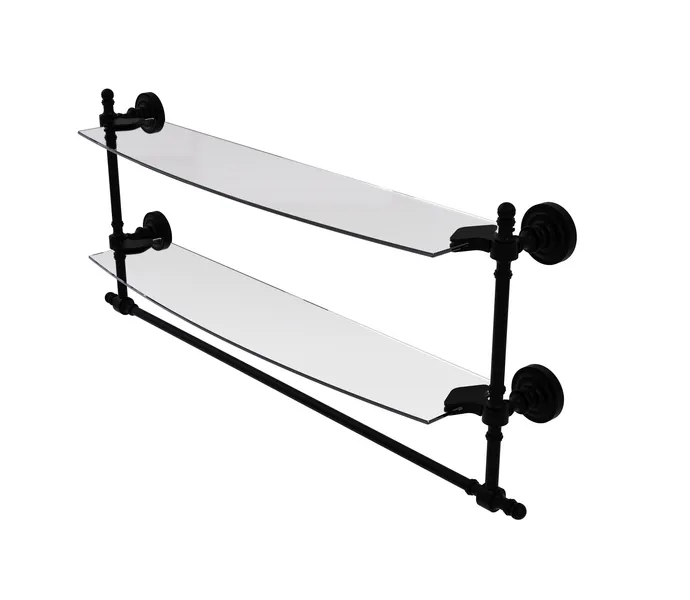 Retro Dot Collection 24"Two Tiered Glass Shelf With Integrated Towel Bar
