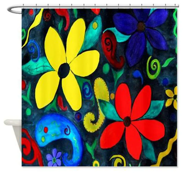 Retro Flowers Shower Curtain
