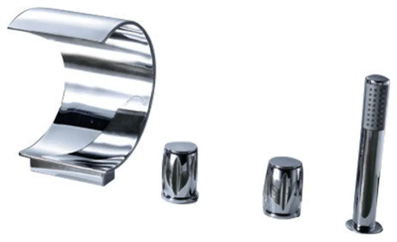 Ribbon 3-Handle Deck-Mount Roman Tub Faucet, Chrome