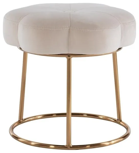 Riverbay Furniture 17.75" Transitional Fabric Accent Vanity Stool in White