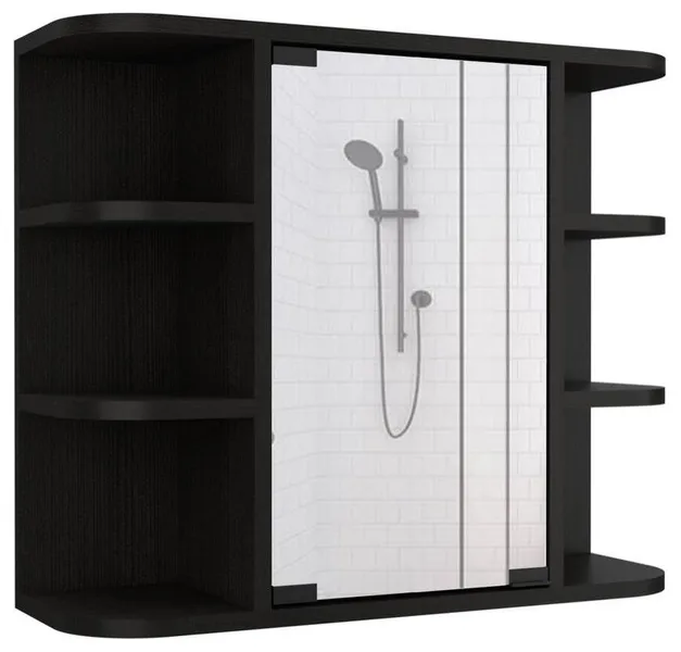 Roma Mirrored Medicine Cabinet Black Wengue