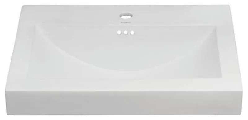 Ronbow 23 3/8  Single Bowl Rectangular Bathroom Vessel Sink, 216624-8-WH