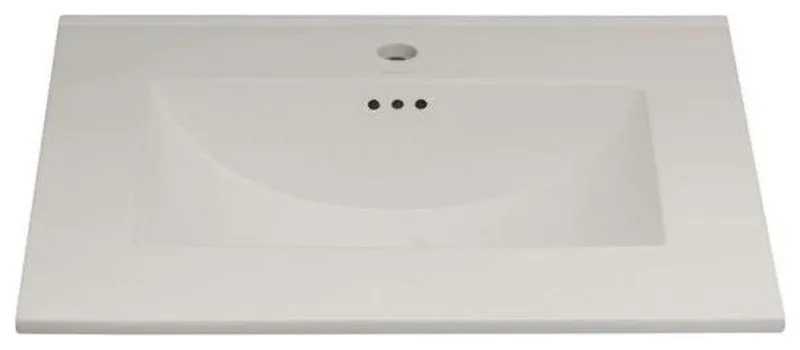 Ronbow 25  Single Bowl Rectangular Drop-In Bathroom Sink, 212225-1-WH