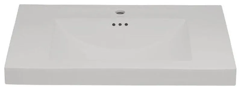 Ronbow 32 1/8  Single Bowl Rectangular Bathroom Vessel Sink, 216632-8-WH