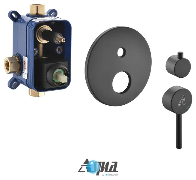 Rondo Matte Black 2-Way Rough-In Shower Valve, Cover Plate, Handle, Diverter
