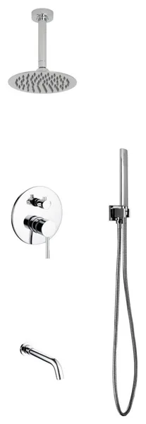 Rondo Shower Set With 8" Ceiling Mount Round Rain Shower, Handheld, Tub Filler