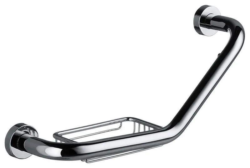 Rondo2 4571.001.00 Grab Bar with Soap Dish in Polished Chrome