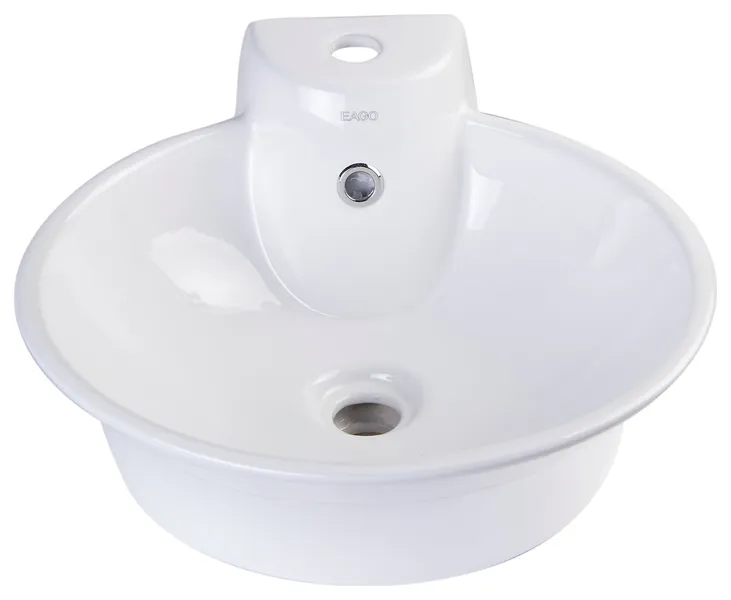 Round Ceramic Above Mount Bath Vessel Sink with Single Faucet Hole