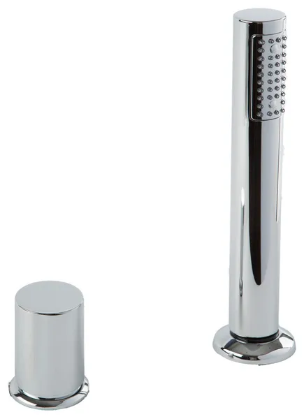 Round Deck Mount Hand Held With Single Handle Control and Hoses, Chrome