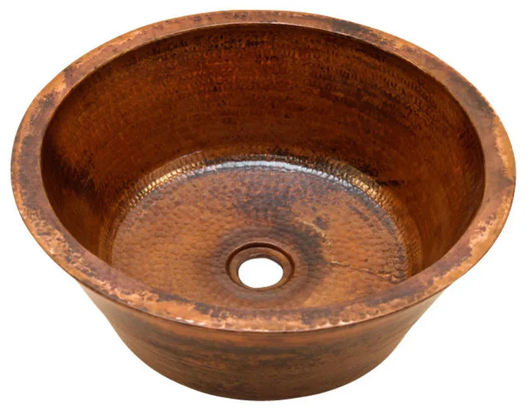 Round Double Wall Vessel Bathroom Copper Sink