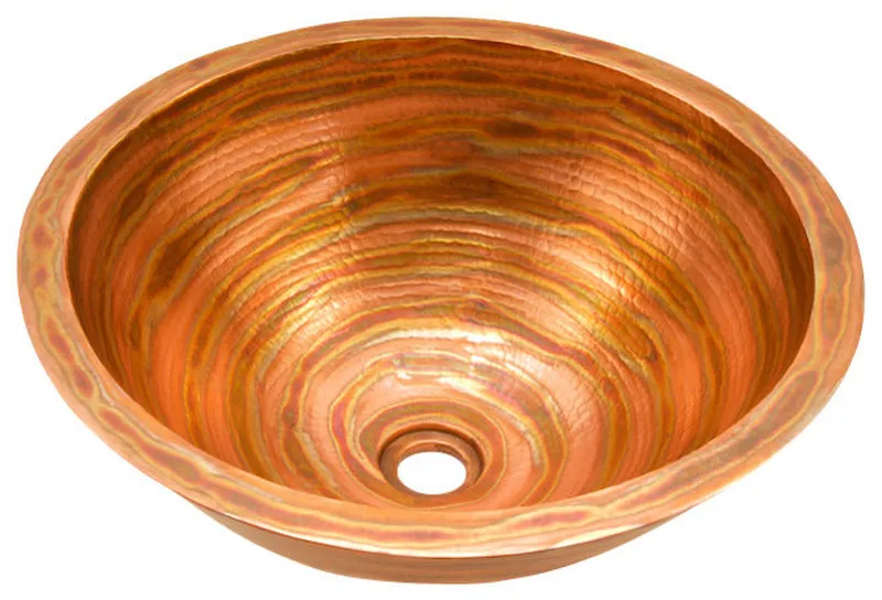 Round Double Wall Vessel Bathroom Copper Sink