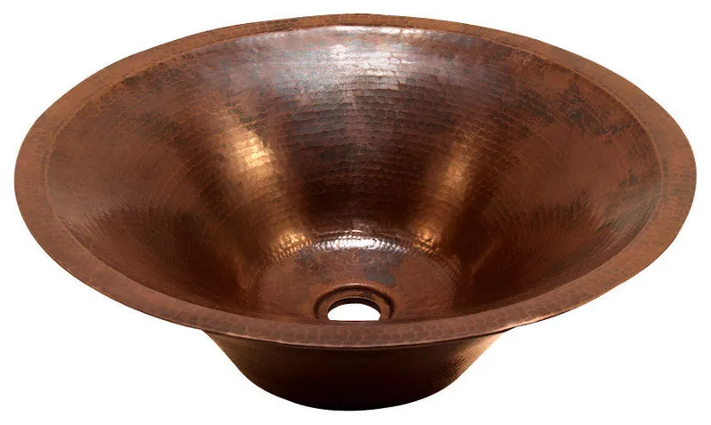 Round Double Wall Vessel Bathroom Copper Sink