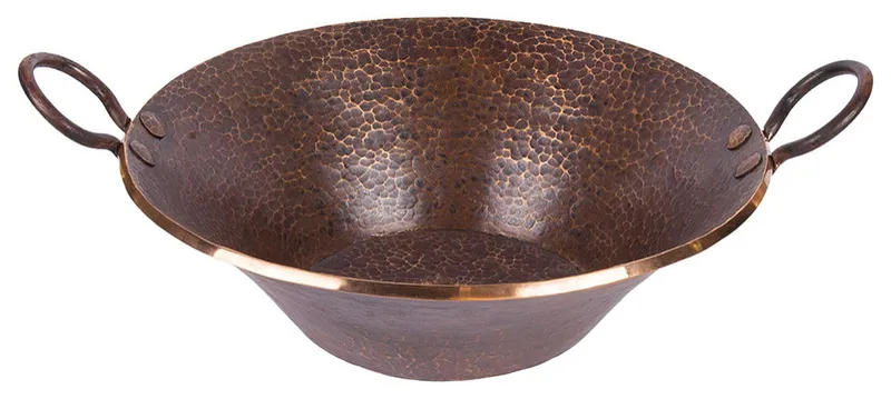 Round Hand Forged Old World Miners Pan Copper Vessel Sink