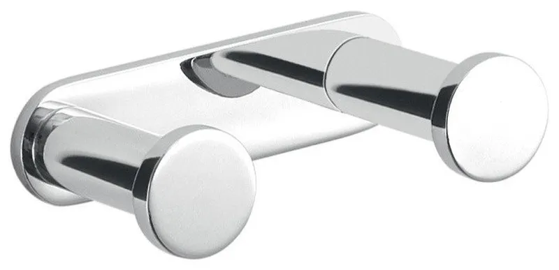 Round Polished Chrome Brass Double Bathroom Hook