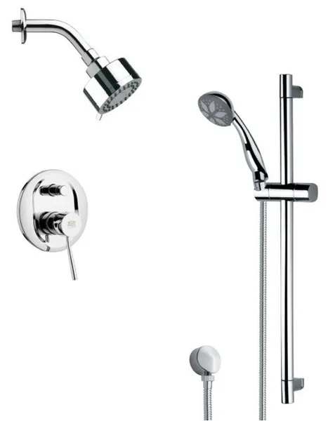 Round Sleek Chrome Shower Faucet With Slide Rail