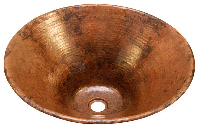 Round Vessel Bathroom Copper Sink Very Thick Gauge 14