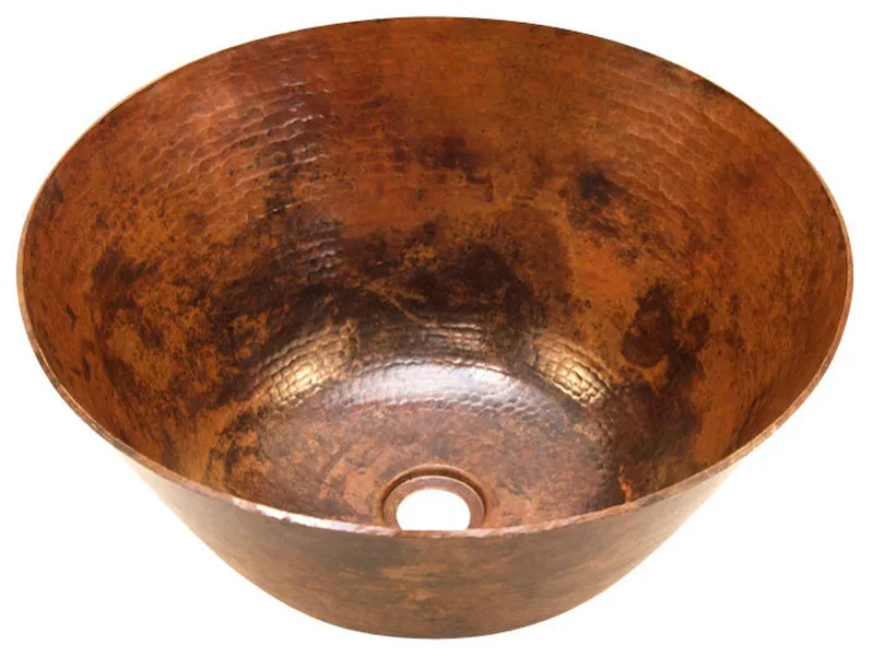 Round Vessel Bathroom Copper Sink Very Thick Gauge 14