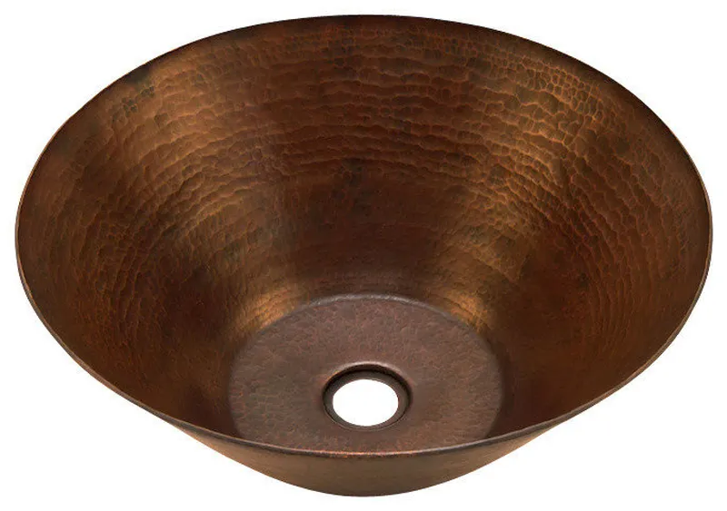 Round Vessel Bathroom Copper Sink Very Thick Gauge 14