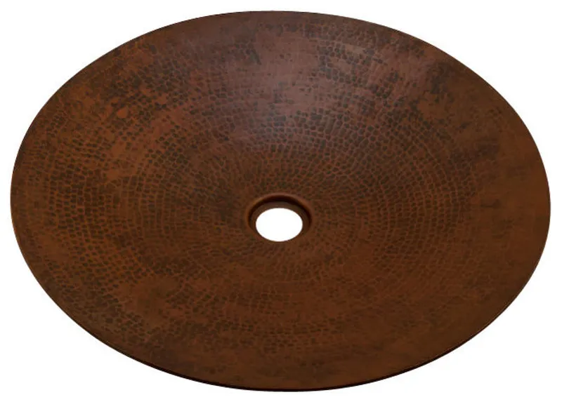 Round Vessel Bathroom Copper Sink Very Thick Gauge 14