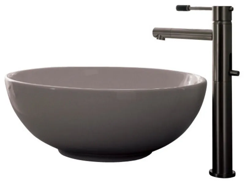 Round White Ceramic Vessel Sink, No Hole