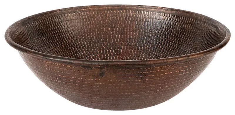 Round Wired Rimmed Vessel Hammered Copper Sink