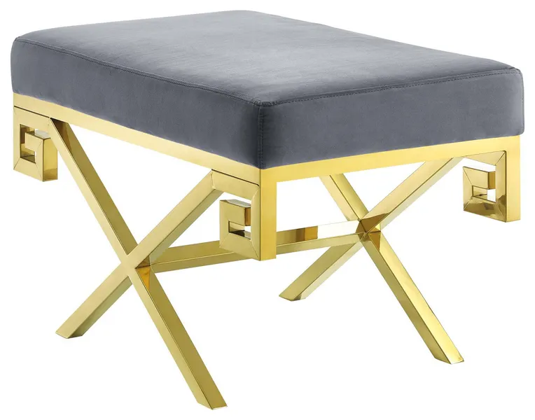 Rove Velvet Performance Velvet Bench EEI-2879-GLD-GRY