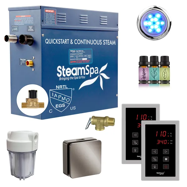 Royal 7.5KW Steam Generator with Dual Touchpads and AutoDrain in Brushed Nickel